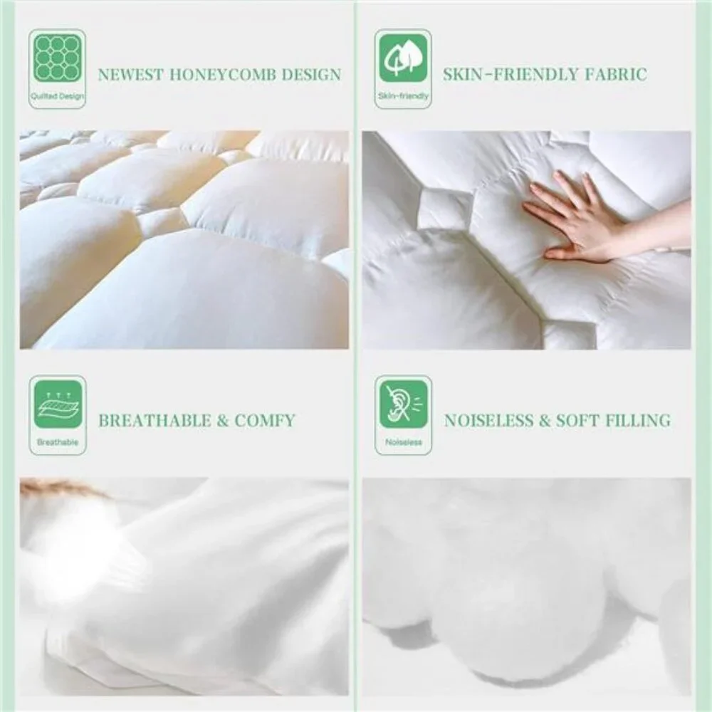 Queen Size Mattress Pad Cooling Rayon from Bamboo, Quilted Fitted Protector